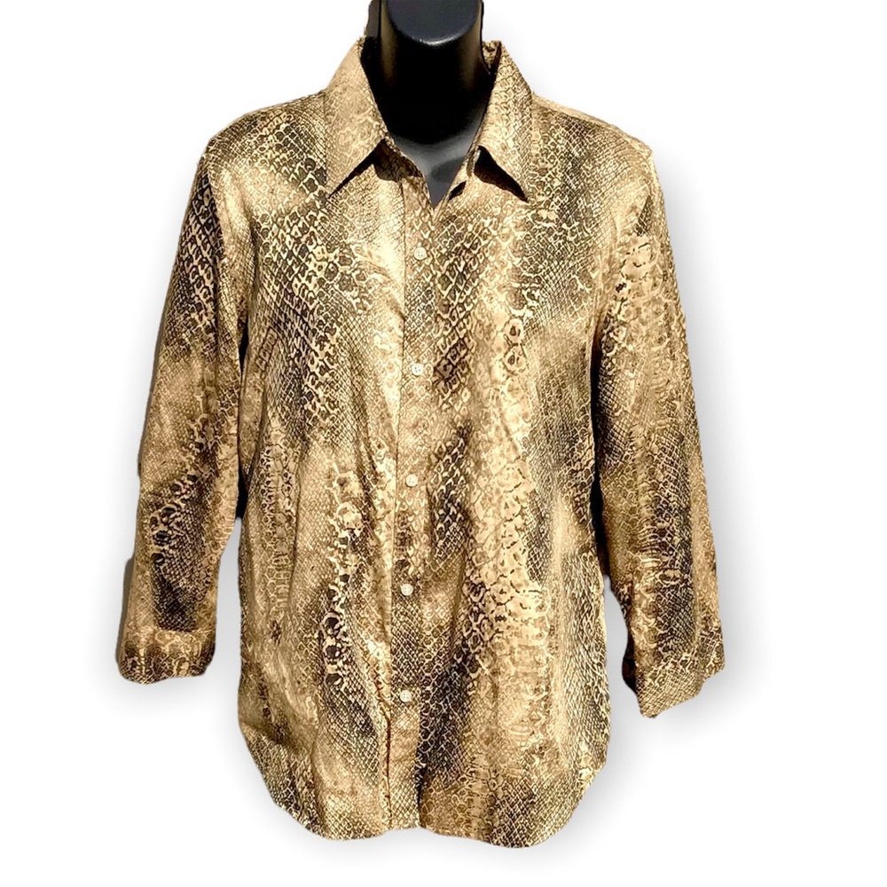 Lauren by Ralph Lauren Animal Print Blouse Large